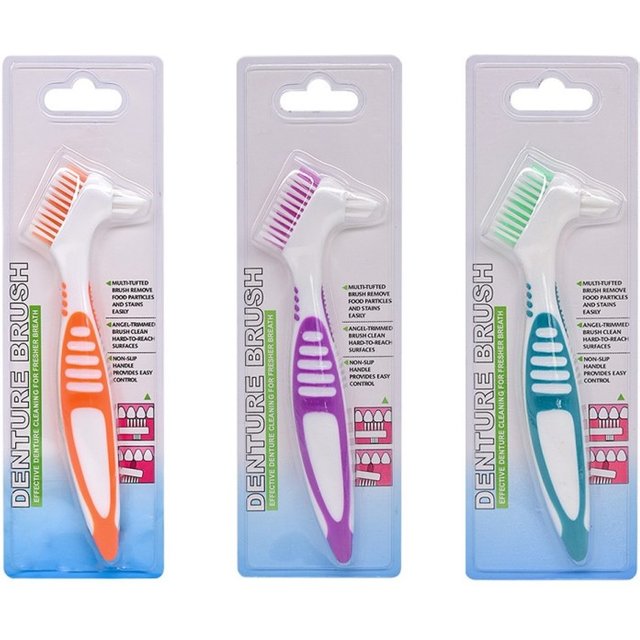 1pcs Denture Cleaning Brush False Teeth Brush Soft Multi-Layered Bristles Non-slip Rubber Handle Tooth Brushes Oral Care Tools