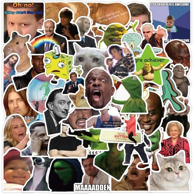 50Pcs Internet Celebrity Facial Expression Stickers Funny Graffiti Stickers Motorcycle Luggage Water Cup Waterproof Stickers