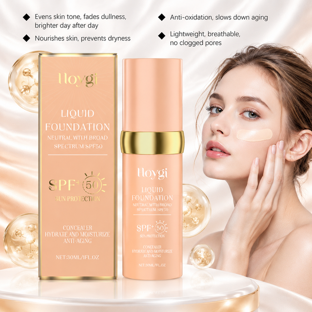 Temperature Change Liquid Foundation High Coverage Makeup Base Moisturizing Hide Lines Long Wearing Waterproof Cosmetics Makeup
