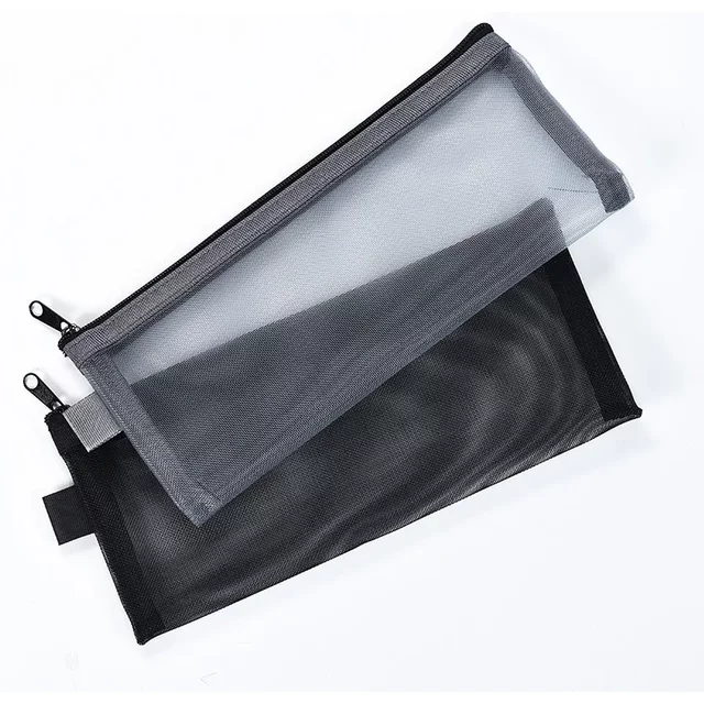 Cosmetic Bag Travel Wash Storage Bag Mesh Pen Bag Portable Zipper Receipt Storage Bag Makeup Pouch