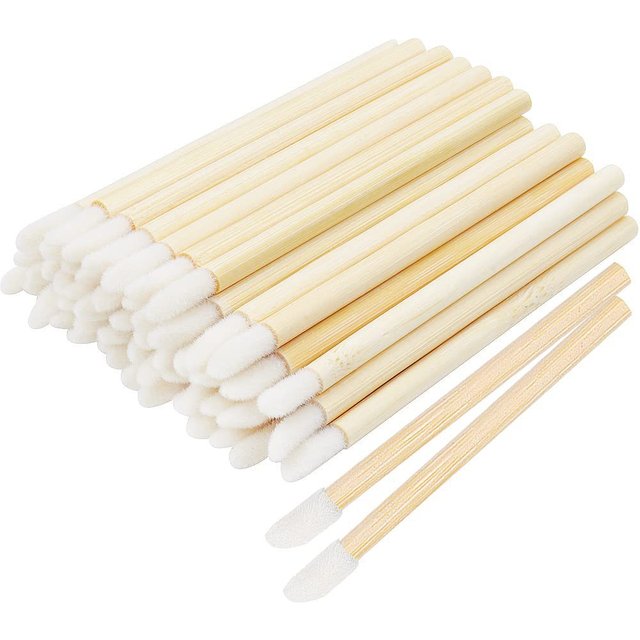 50pcs Bamboo Handle Eyelash Brush Lip Brush Cotton Swab Lipstick Gloss Wands Applicator Eyelashes Extension Makeup Tools
