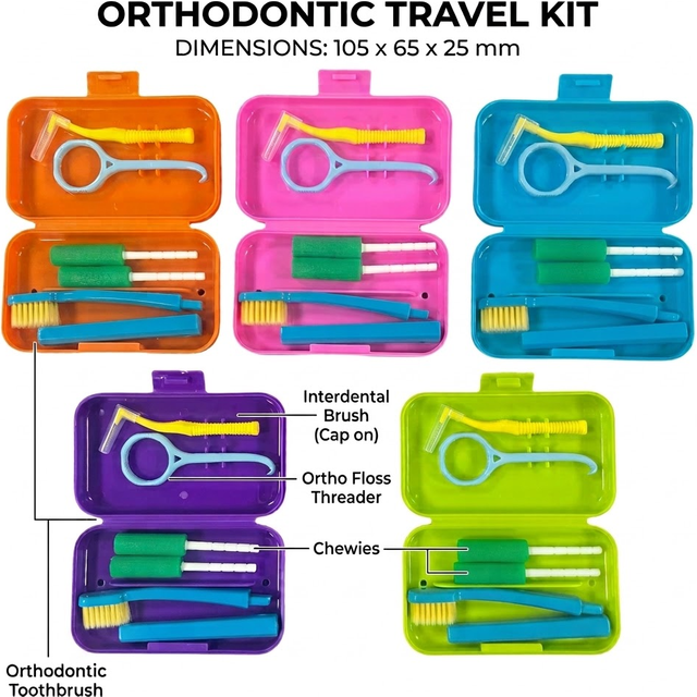 Orthodontic Oral Cleaning Kit Travel Toothbrush Case Foldable Toothbrush Interdental Brush Orthodontic Wax Teeth Whitening Tools