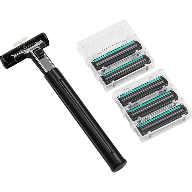 Men's Manual Razor 2 Layer Blade Full Body Wash Shaving Razor With 6 Replacement Blades Safety Shaver for men