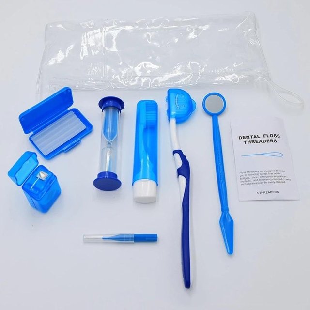 Oral Care Kit Dental Brace Cleaning Kit Protable Travel Patient Ortho Toothbrush Wax Floss Interdental Brush Teeth Straighten