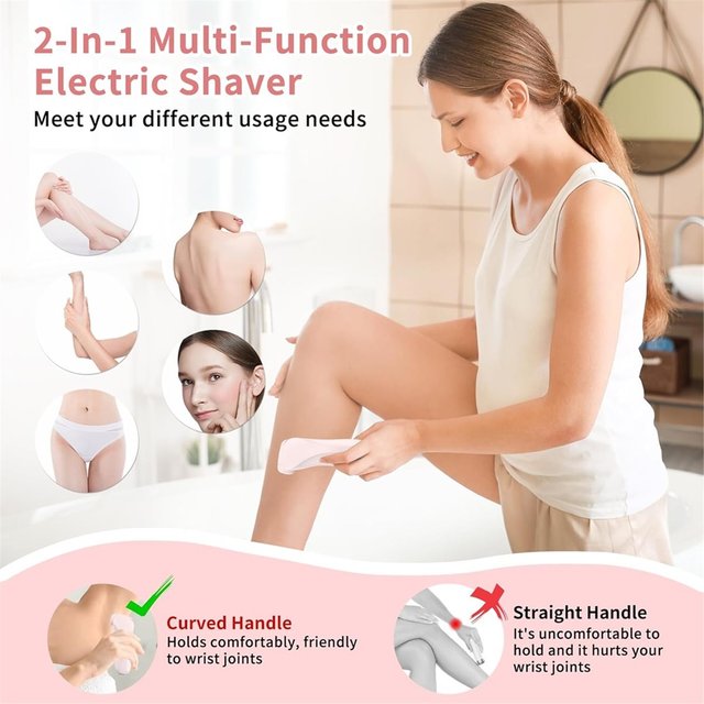 26pnew Electric Shaver for women,2 in 1 Painless Silk Glide Pro Bikini Shaver with Removable Head, Wet & Dry Waterproof Recharg