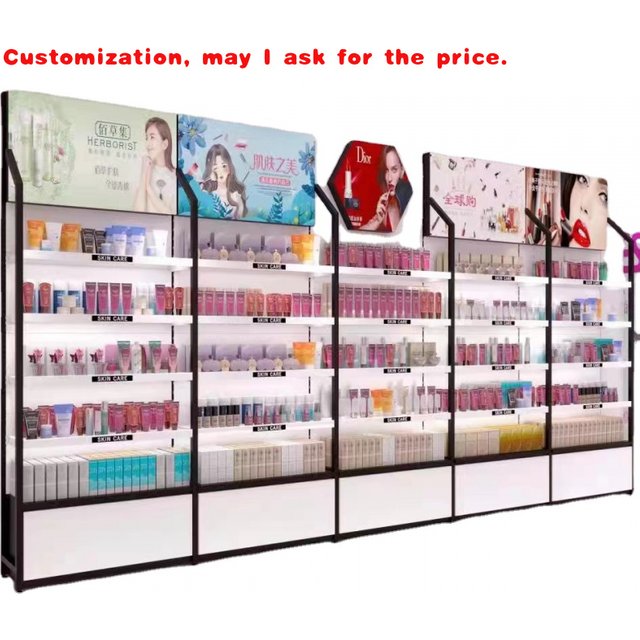 custom.Beauty Store Cosmetic Shop Shelf Display Rack Design Makeup Gondola Shelves Used to Market Suppliers