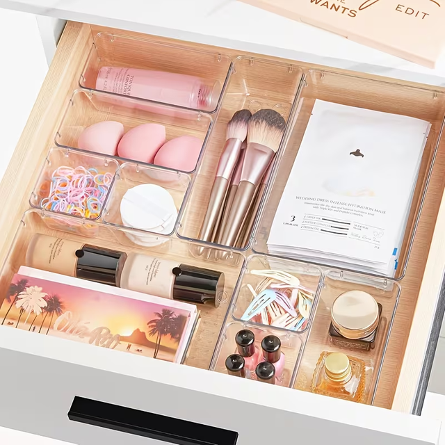 8/7/5-Piece Set: Acrylic Transparent Drawer Storage Box, Cosmetic Organizing Box, desktop Storage Box