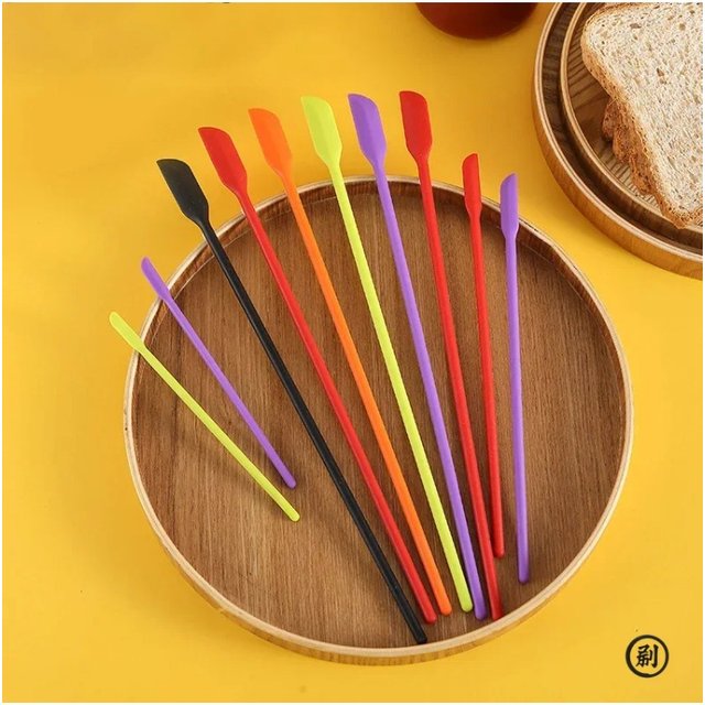Cosmetic Bottle Silicone Mini Scraper Three Piece Set Baking Double End Two In One Spatula Jam Bottle Scraper Spoon Set