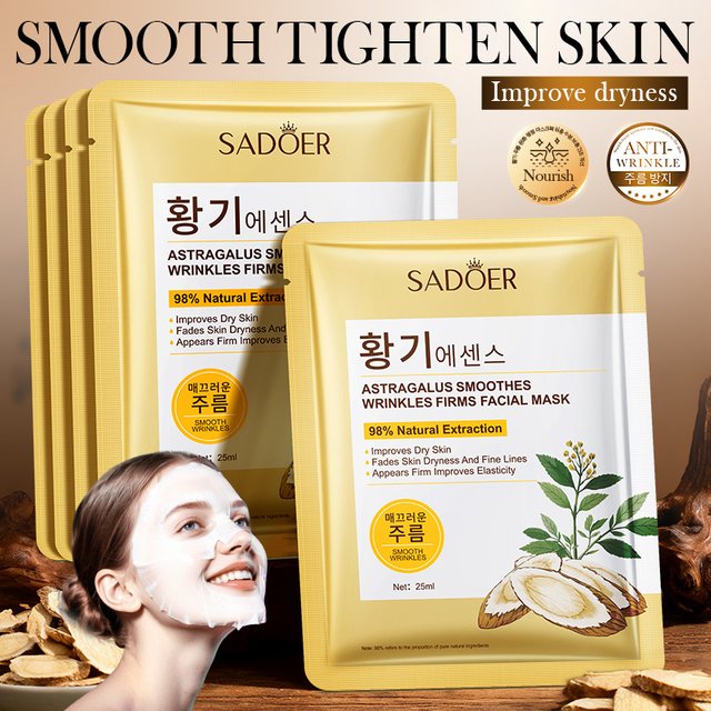 SADOER Astragalus Anti Wrinkles Facial Masks Moisturizing Anti-Aging Face Mask Sheet Masks Korean Skin Care Cosmetics