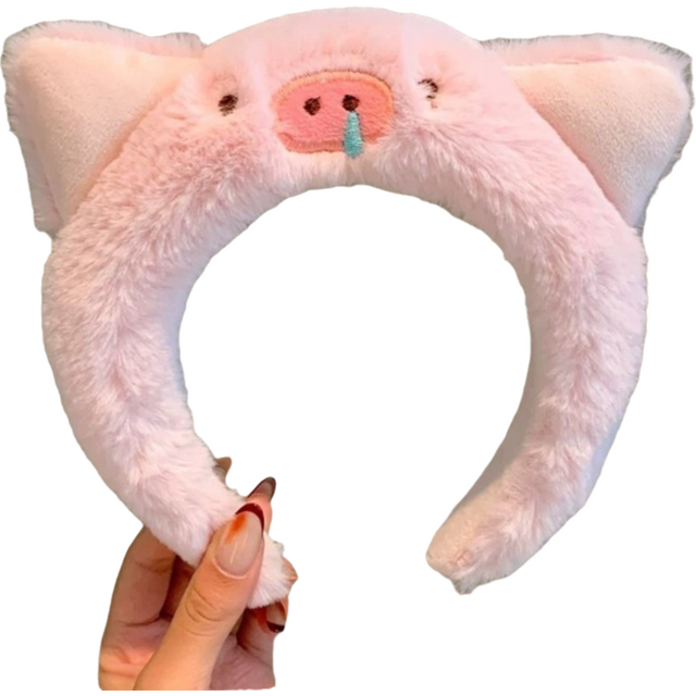 Cute Soft Plush Pig Giraffe Animal Headband Party Headwear Hair Accessories Hairband Cartoon Headhoop Wash Face Makeup Headband