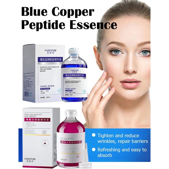 Oligopeptide Blue Copper Peptide Face Serum 100ml, Repair Sensitive Skin, Hydrating, Anti Wrinkle Facial Serum Korea Skincare