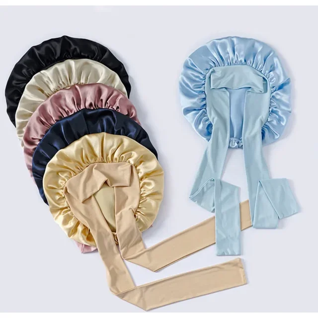 Bonnet de couchage 100 % soie de mûrier pour femme avec large bande élastique pour soins capillaires