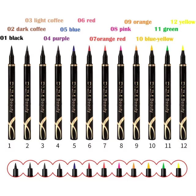 Colorful 24HR Gel Liquid Eyeliner Pencil Pen High Pigment Long‑Wearing Smudge Proof Waterproof Eye Makeup Cosmetics