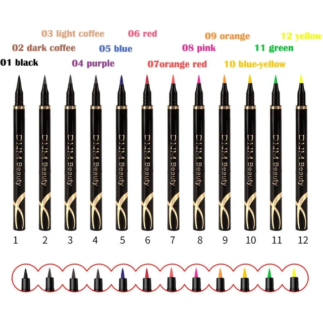 Colorful 24HR Gel Liquid Eyeliner Pencil Pen High Pigment Long‑Wearing Smudge Proof Waterproof Eye Makeup Cosmetics