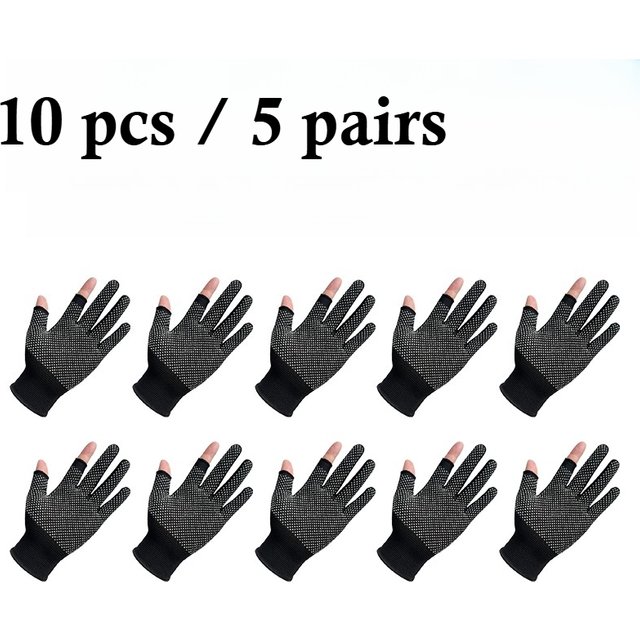 10pcs Fishing Gloves - Two-Finger Leakage Cycling Glove, All-Season Outdoor for Hiking & Riding - Machine or Hand Washable
