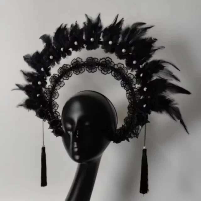Nouveau dentelle dentelle plume mascarade balle vêtements accessoires modèle défilé scène Performance maquillage style couvre-chef femmes