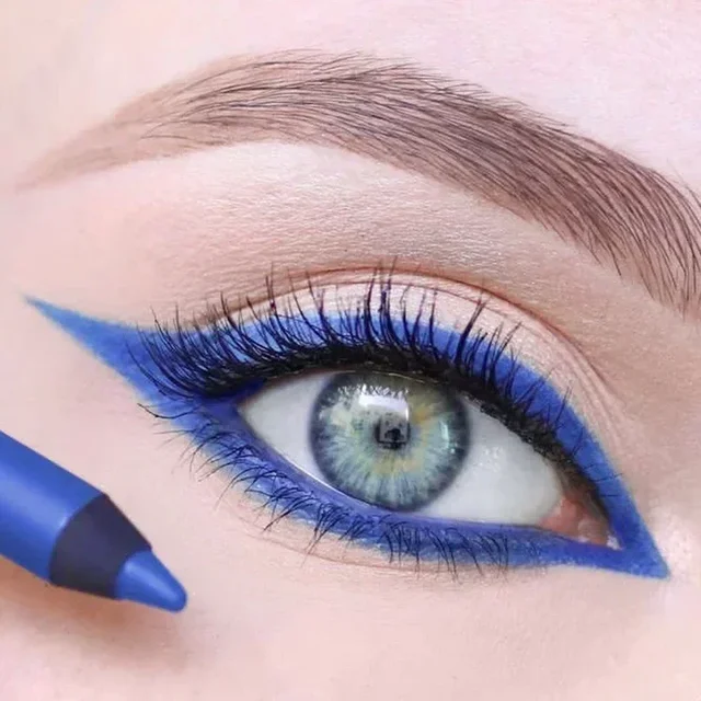Crayon Eyeliner bleu mat, imperméable, pigment coloré durable, noir, blanc, jaune, stylo pour les