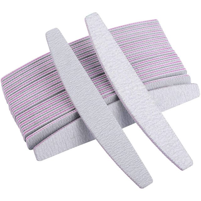 1/50Pcs Nail File Buffer 100/180 Grit Half Moon Nail Files Double Side Sandpaper Nail Sanding Grinding Nail Polish Manicure Tool