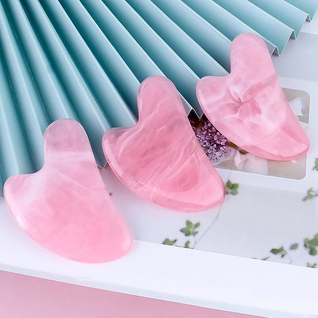 【B】Natural Stone Jade Gouache Scraper Rose Quartz Facial Gua Sha Tools Neck Massager For Face Lifting Remover Beauty Health