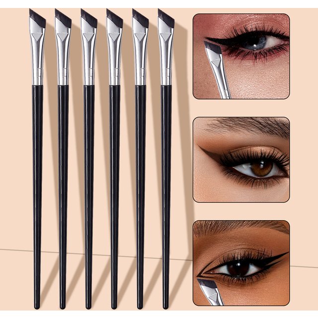 6Pcs Angled Eyeliner Brush Set, Precision Eye Makeup Detail Brush & Eyebrow Brush, Professional Eye Makeup Tool