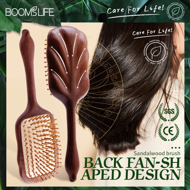 Luxurious Sandalwood Hair Brush Women Custom Wide Teeth Paddle Hairbrush Wooden Comb for Hair Massage Scalp Brush Brosse Cheveux