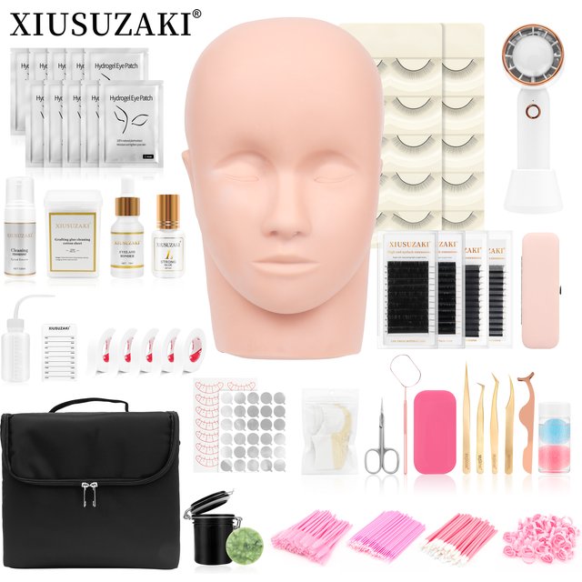 XIUSUZAKI False Eyelash Extension Kit Set for Beginner Practice Kit Supplies Lash Accessories Makeup Set