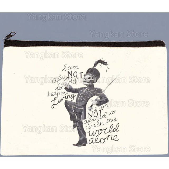 My Chemical Romance Mcr Punk Emo Pattern Canvas Storage Bags Travel Cosmetic Bag Fun Zipper Pouch Office Supplies Pencil Case