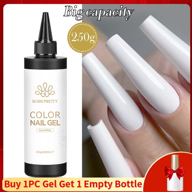 BORN PRETTY 250g Gel Nail Polish 10ML White Color Soak Off Gel Polish for Salon DIY Gel Nail Art Design Fall Gel Manicure