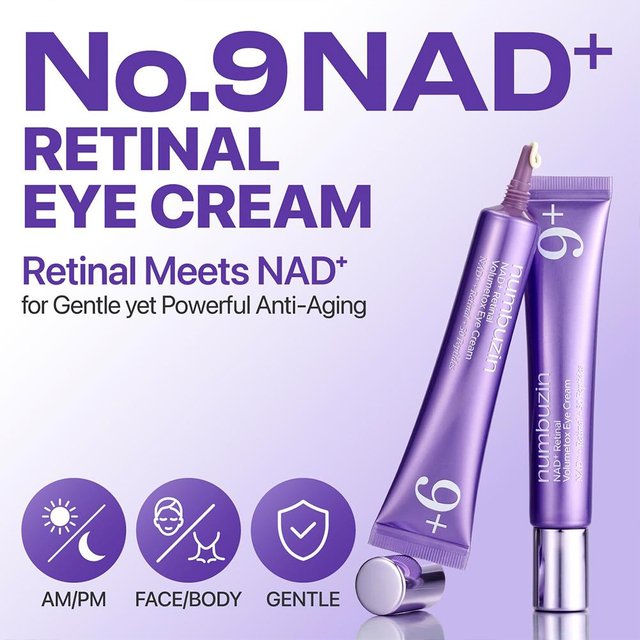 Numbuzin No.9 NAD+ Retinal Volumetox Eye Cream,Antiaging Eye Treatment Reduce Fine Lines Dark Circles Firm Bright Under Eye Skin