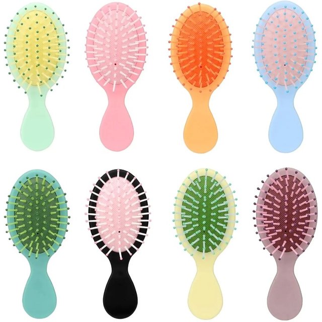 5 Pack Mini Soft Bristle Pocket Paddle Hair Brushes in 5 Colors for men and Women - Travel-Friendly