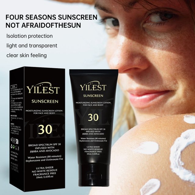 Moisturizing Sunscreen Lotion SPF 30 Broad Spectrum 59g, Water Resistant Face & Body Sun Protection, Non-Greasy & No White Cast