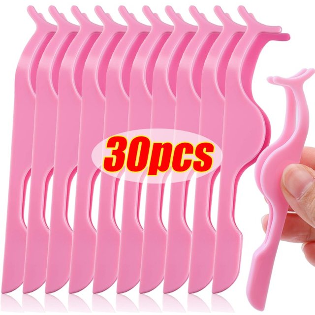 1/30pcs False Eyelashes Tweezer Auxiliary Curler Eye Lash Applicator Makeup Tools Professional Plastic Lashes Forceps Clip