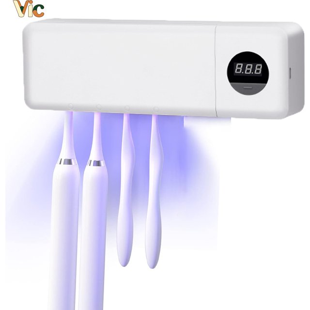 Toothbrush Holder for Bathroom Wall Mounted Rechargeable UV Toothbrush Sanitizer with 4-Slots Holders Tooth Brush Cleaner