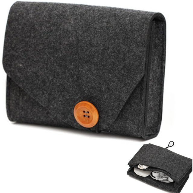 Portable Felt Storage Bag Outdoor Travel Digital Cable Electronics Accessories Organizer Charge Earphone Makeup Storage Pouches