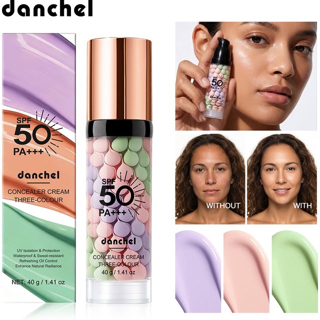 Three Color Press Release Cream Concealer Isolate Makeup Facial Base Brightening Cream Liquid Concealer Face Primer
