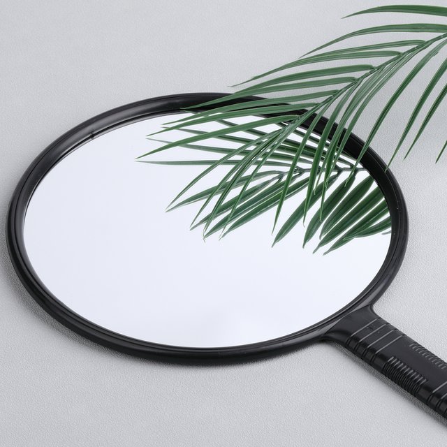Large-sized Handheld Mirror for Beauty and Hair Care, Round Handle, Makeup and Rearview Mirror