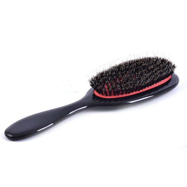【Natural Boar Bristle Oval Anti-static Paddle Comb Scalp Massage Comb Hair Brush】