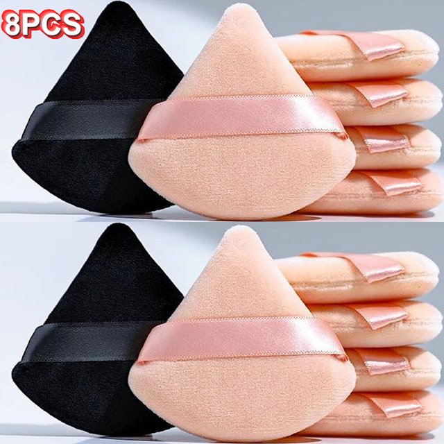 Short-pile Triangle Velvet Powder Puff Face Make Up Eyes Contouring Shadow Cosmetic Washable Mini Velvet Foundation Puffs Women