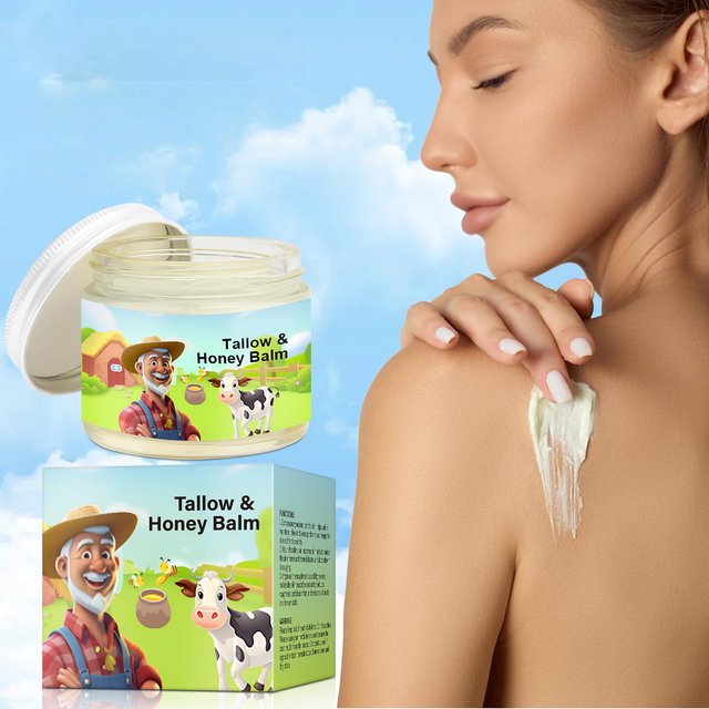 Handmade Natural Beef Fat Honey Skincare Cream - 60g Grass-Fed Cow Twill Fabric Cream Pure Moisturizing Fragrance Skincare