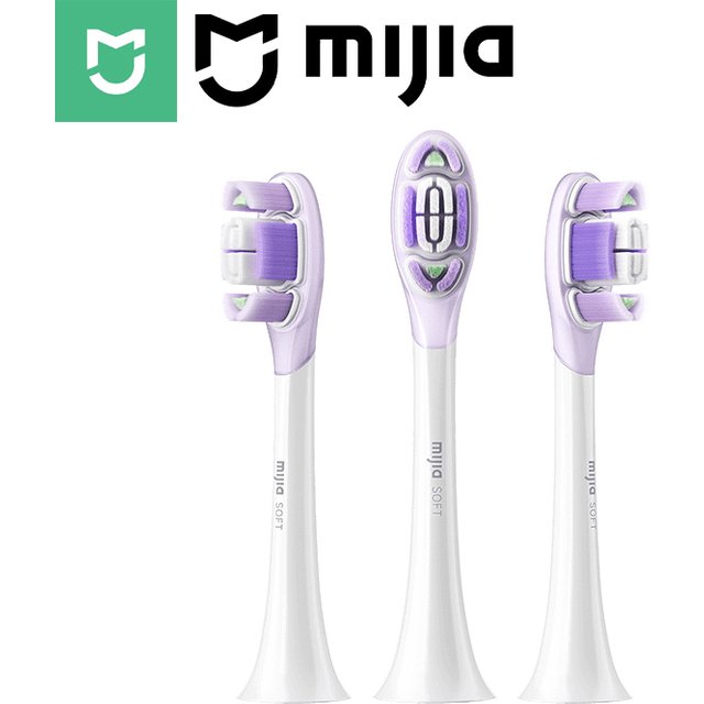MIJIA Sonic-Sweep Toothbrush Pro Replacement Heads (3 Pack) - Shock-Absorbing,Food-Grade Fade Reminder,Copper-Free Design