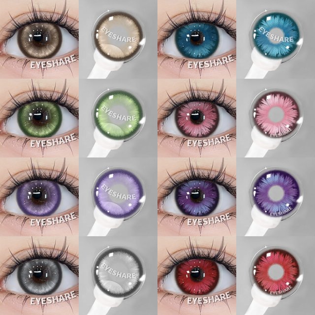 EYESHARE 1 Pair Cosplay Colored Contact Lenses for Eyes Pink Color Contacts Purple Lenses Pink Soft Lenses Beauty Makeup Yearly