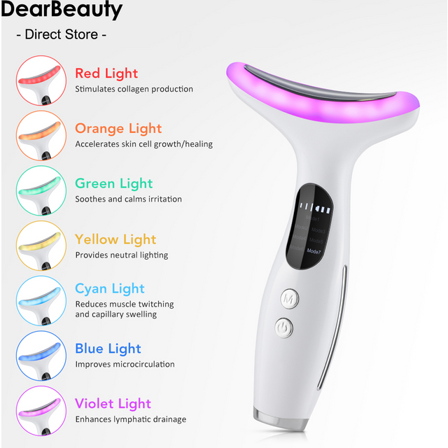 7 Colors LED Face Neck Massager EMS Face Sculpting Tool Skin Rejuvenation Device Facial Lifting Beauty Machine Skin Care Tools