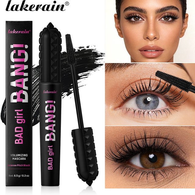 Lakerain Volumizing Mascara 360° Brush Eyelashes Waterproof Smudge-Proof 36h Long-lasting Volumizing Thick Makeup Mascara
