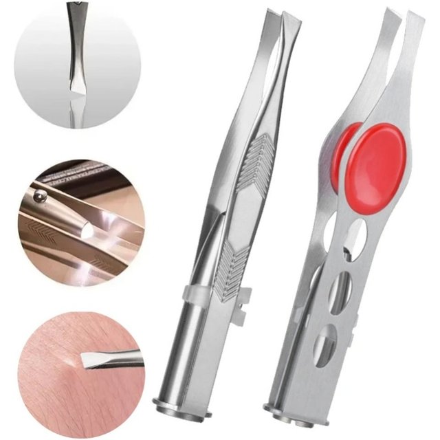 1Pcs LED Lighted Eyebrow Trimming Clip Stainless Steel Eyebrow Tweezer Eyebrow Brow Shaping Makeup Tool Hair Remove Clip Tweezer