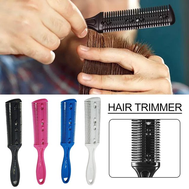 Double Sided Hair Cutting Comb With Razor Blade Portable Hair Trimmer Styling Tool For Salon Home DIY Hair Thinning Styling Tool