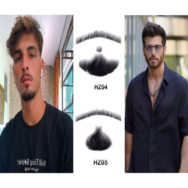 Mustache Fake Facial Hair, Fake Beard Facial Hair Goatee Attached with Sticker for Easy Application