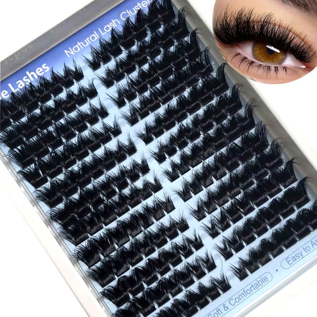 HBZGTLAD 12Rows Fluffy Individual Lashes Clusters Extensions False Eyelash DIY at Home Cluster Makeup Eyelash Tools
