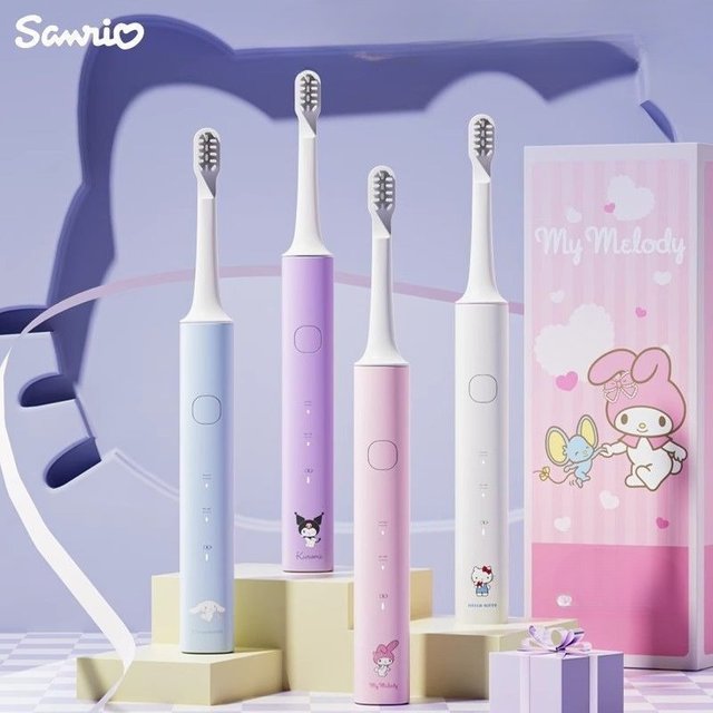 Cute Sanrio Kuromi Electric Toothbrush Kid Adult Automatic Waterproof Best Friend Wife Couple Gift for Friends Birthday Gift New