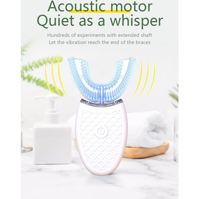 Intelligent U-Type Toothbrush 360 Degrees Sonic Electric Automatic with USB Charge Waterproof Silicon Head for Oral Care