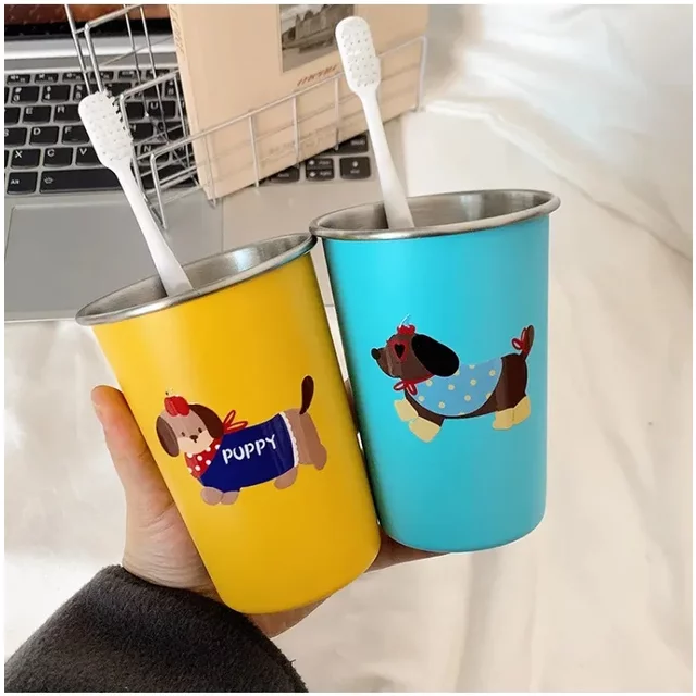 Funny Dachshund Printed Toothbrush Cup,304 Stainless Steel Durable Water Cup Suitable for Traveling Drinking Water Washing Cup